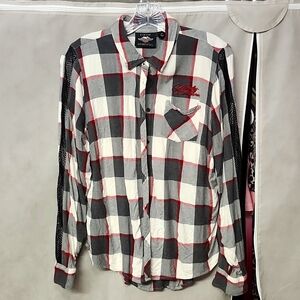 Harley Davidson long sleeve button-up  pocket shirt with mesh arms